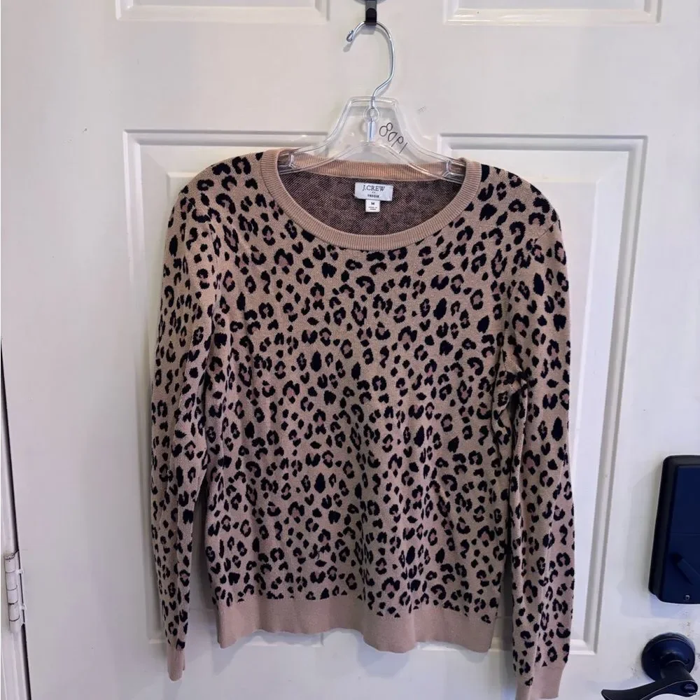 J. Crew Tan and Black Leopard Print Sweater